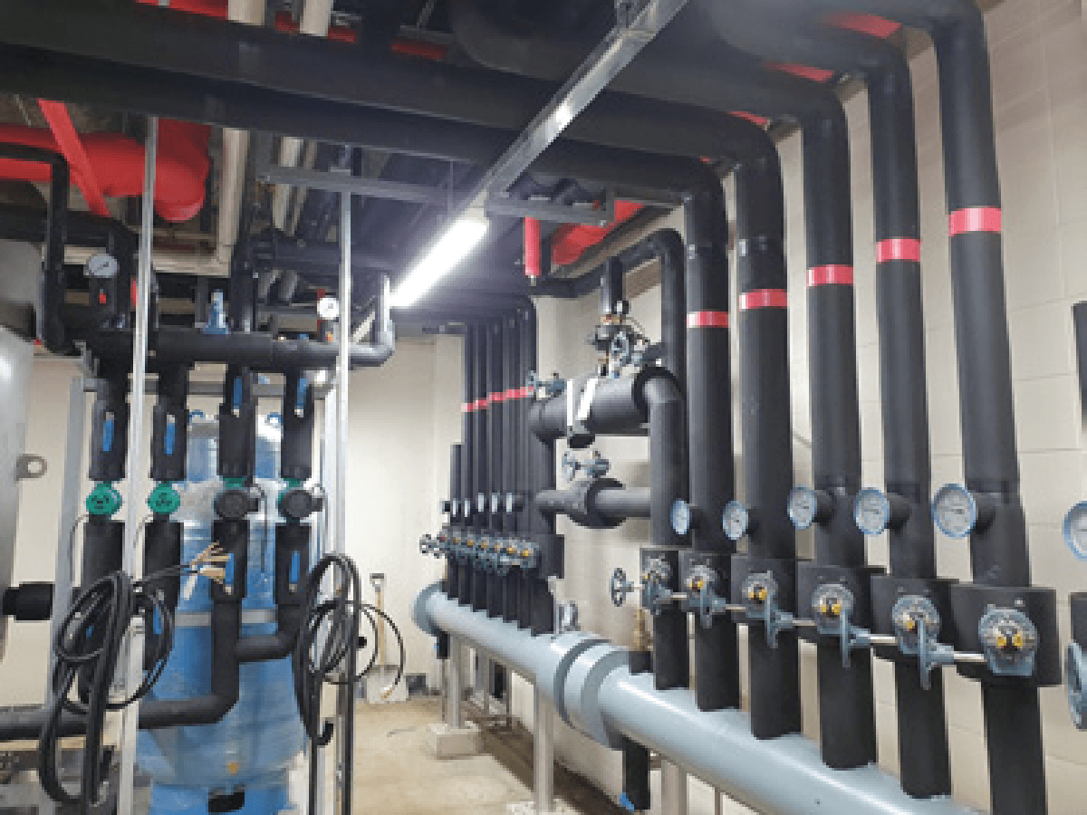NBR-insulated mechanical-services pipework